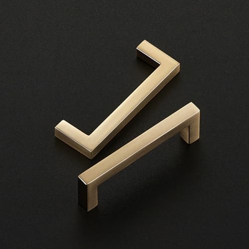 Champagne Bronze Cabinet Handles Solid Cabinet Pulls 3 Inch 10 Pack (Champagne Bronze / Flat Black 3'' Hole Center)