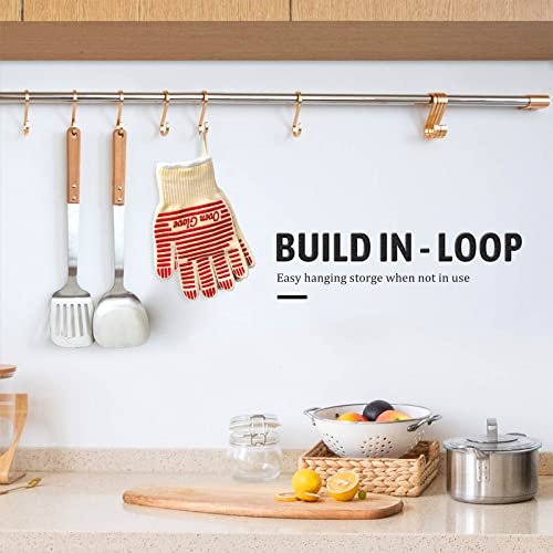 Heat Resistant Oven Gloves with Fingers (Red / One Size Fits Most)