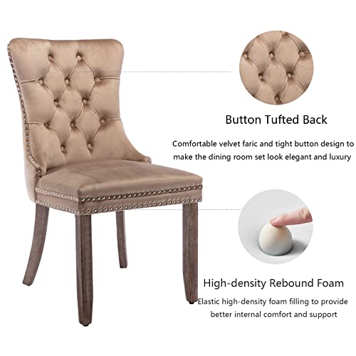 Khaki Velvet Dining Chairs Set of 4 (Khiki)