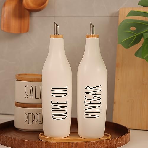Olive Oil and Vinegar Dispenser Set (Print-White&Tary)