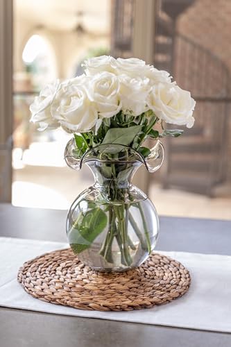 Hibiscus Glass Gray Medium Fluted Vase (Medium / Gray)