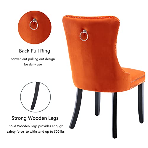 Orange Velvet Dining Chairs Set of 4 (Orange)