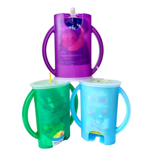 Squeeze Proof Food Pouch Holder for Toddlers (Green & Pink)
