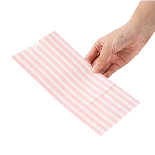 Pink And White Stripe Paper Bag (2 lb / Pink & White)