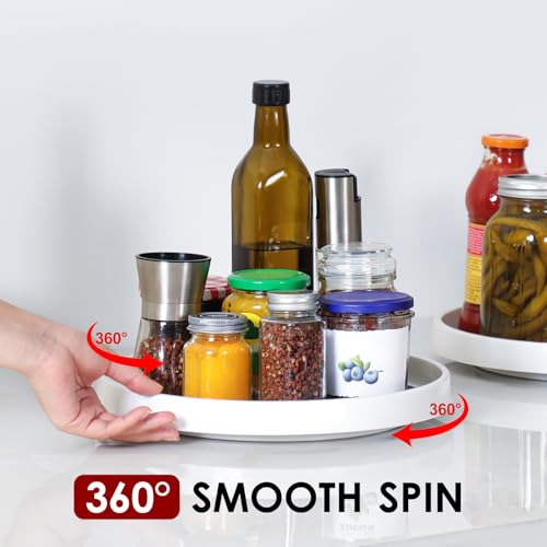 12-Inch Non-Skid Turntable Lazy Susan Organizer [4 Pack] - Spinning Rack for Cabinet Table Top, Pantry Organization Storage, Kitchen, Fridge, Vanity, Countertop, Under Sink Organizing, Spice Spinner (4 Pack - 12 Inch)