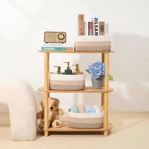 Small Storage Baskets for Organizing (4pcs-L11.5xW7.5xH4.7" / Gradient Brown)
