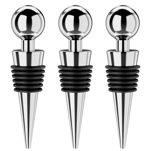 Wine Stoppers for Wine Bottles 3Pcs Vacuum Wine Bottle Stopper with Silicone Reusable Wine Corks (3 Count)