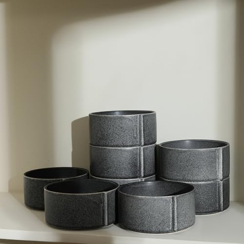 Bao 8 Piece Bowl Set Stoneware (Charcoal / 8-Piece - Cereal Bowl)