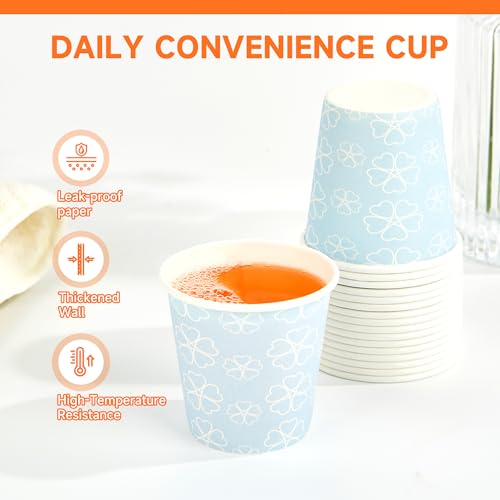 100 Pack 3 oz Bathroom Paper Cups for Mouthwash (Mist blue / 3 oz)