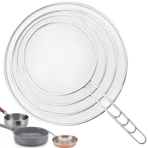 4 Piece Stainless Steel Splatter Screen for Cooking (4 silver)