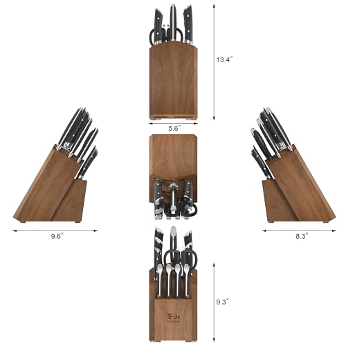 HELENA Series German Steel Forged Knife Block Set (12-Piece / Black)