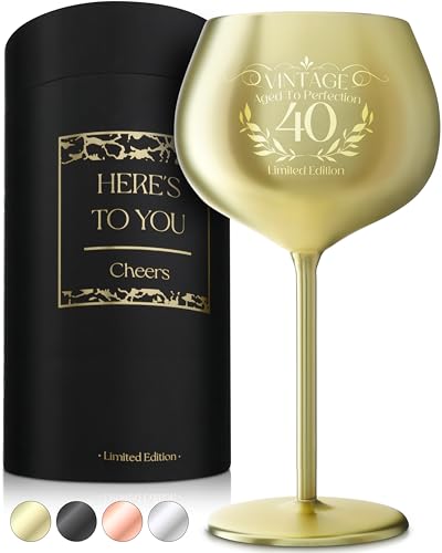 40th Birthday Wine Glass (40th / Gold)