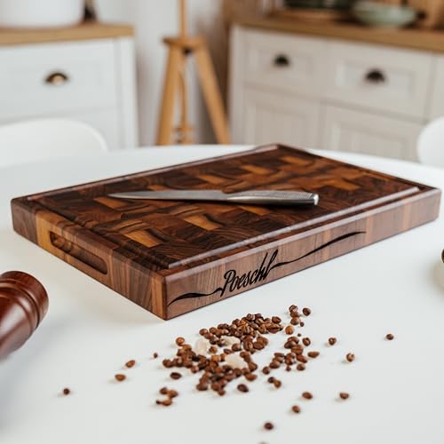 Handmade Personalized Walnut End Grain Cutting Board (15x9x2 Inches)