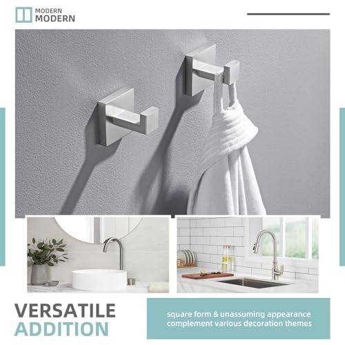 Bathroom Towel Hooks (2 Pack / Brushed Nickel)