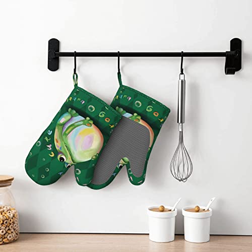 Cute Frog Oven Mitts and Pot Holders Sets of 2 (One Size / Cute Frog)