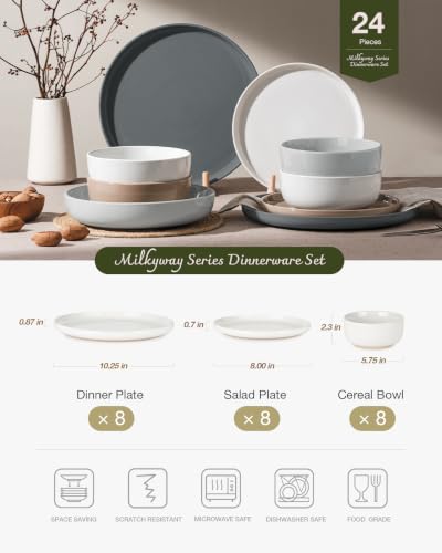 Milkyway 24 Piece Stoneware Dinnerware Set (24 Count)