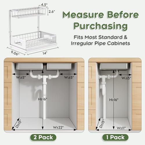 Under Sink Organizer (2 Pack / White)