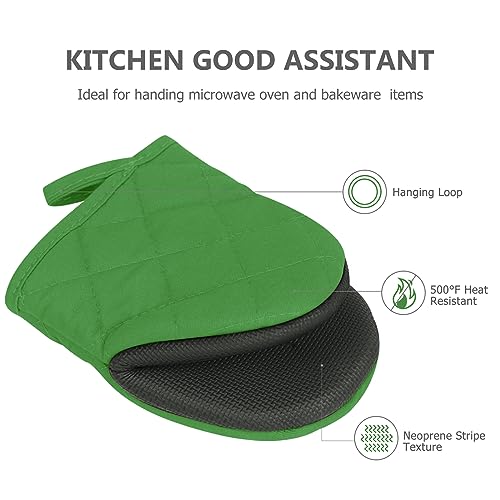 1 Pair Short Oven Mitts (Green)