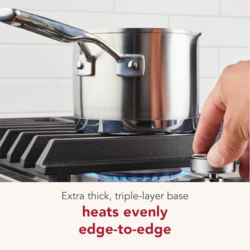 3 Ply Base Stainless Steel Sauce Pan with Pour Spouts (Brushed Stainless Steel / 1.5 Quarts)