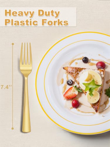 300PCS Gold Plastic Forks (Gold / 300)