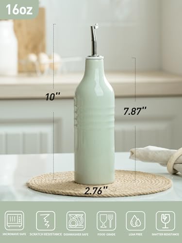16oz Ceramic Oil Dispenser Bottle (Light Green / 1 Piece (Jupiter))