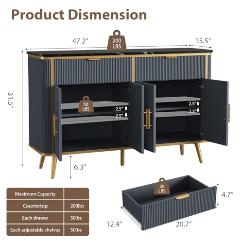 47.2" Buffet Storage Cabinet (Navy Blue-2draws)