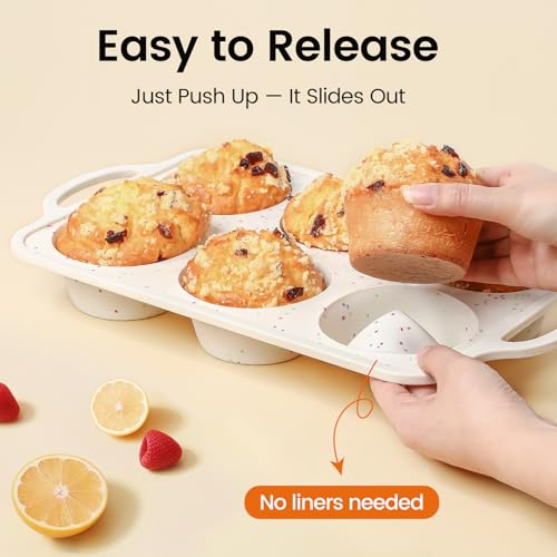 Silicone Jumbo Muffin Pan with Metal Frame (Jumbo: 6 Cups×2pack)