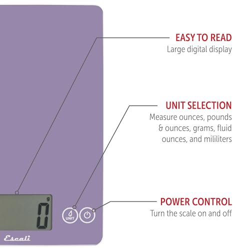 Arti Glass Food Scale Digital Countertop Kitchen (Violet / 9" x 6.5" x .75")