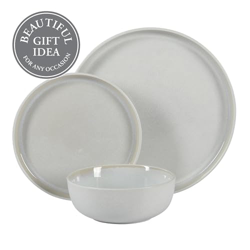 Tahoe Sunset 12 Piece Stoneware Reactive Glaze (Service for 4 (12pcs) / Tahoe Cream White)