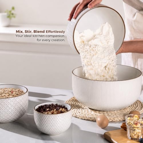 Ceramic Mixing Bowls Set of 4 (Off-White / Set of 4)
