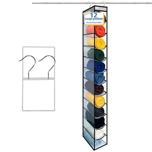 Closet Organization (White/Black / New improved-12 Pocket)