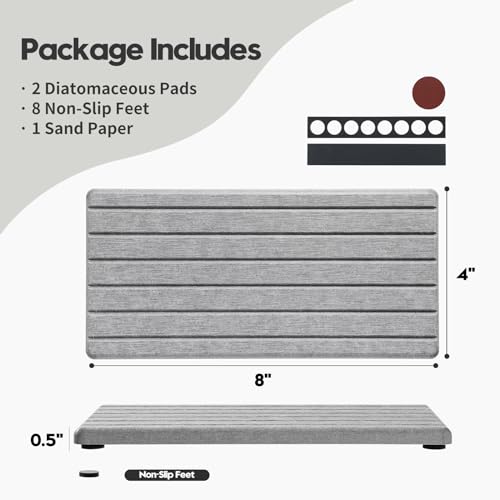 2PCS Instant Dry Diatomite Stone Counter Makeup Tray Organizer (2pcs - 8"x 3.8" - Light Gray)
