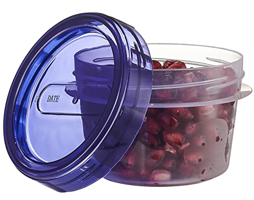 6 Pack Twist Cap Food Storage Containers with Blue Screw on Lid (4 OUNCE)