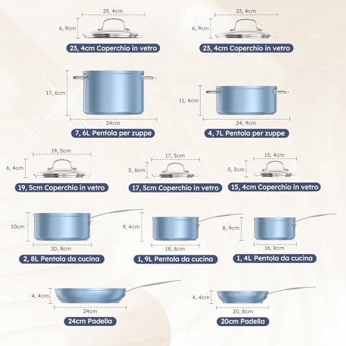 Duralon Ceramic 12 (Cozy Blue / 12pc Cookware Set / DE)