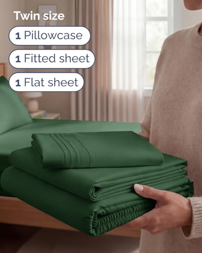 Twin Size 3 Piece Sheet Set (17 - Emerald Green / Twin)