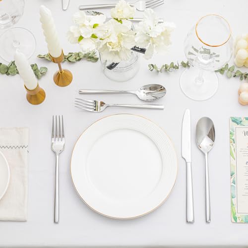 45 Piece Silverware Set with Serving Utensils (45-Piece / Silver)