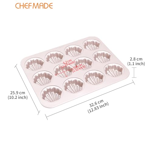 Madeleine Mold Cake Pan (09 - Gold Scallop 12 Cups)