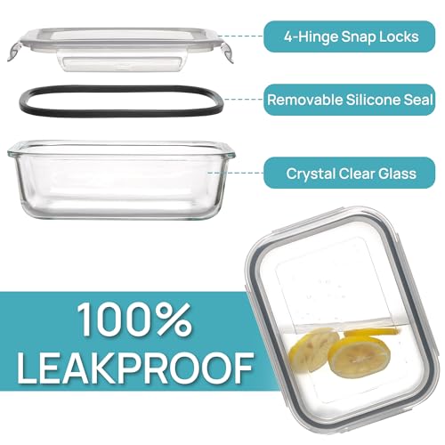 5Pack 22oz Glass Storage Containers with Lids (5 Count)