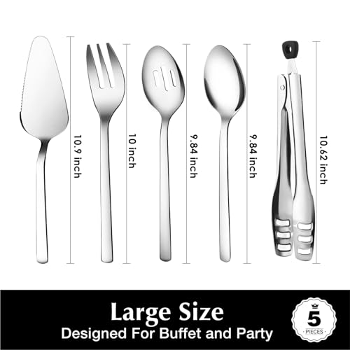 5 piece Large Hostess Serving Utensils Set (5 / Silver)