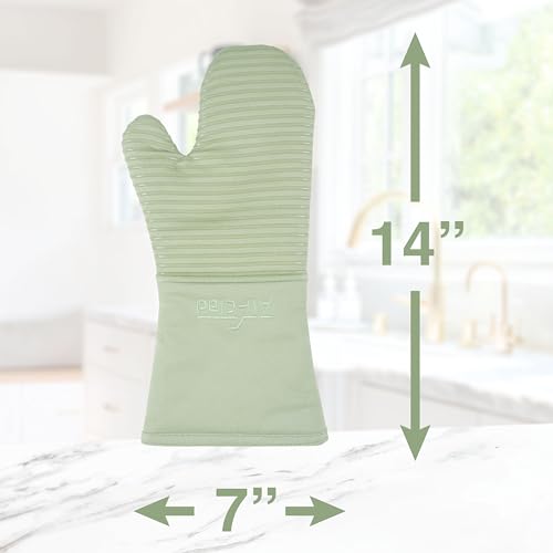 Extra Long Silicone Oven Mitts Heat Resistant 500 Degrees (Fennel / 1 Pack)