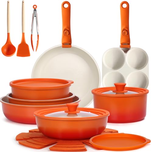 Pots and Pans Set Non Stick (Orange Gradient / 21PCS)