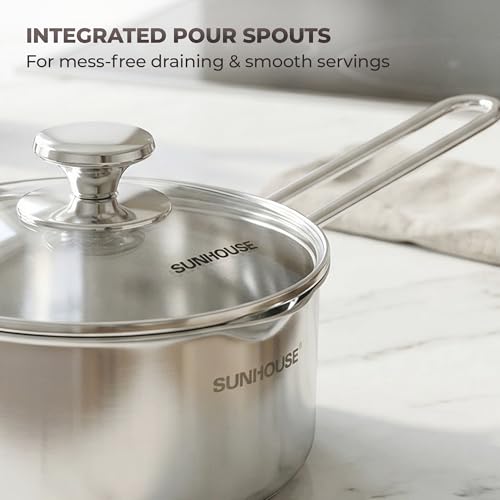 1.5 QT Sauce Pan with Lid & Pour Spouts