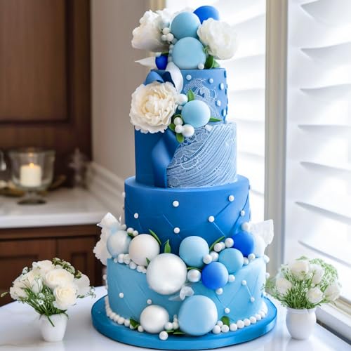 48 Pcs Balls Cake Topper Decorations Balloon Cupcake Toppers Foam Cake Topper Balls Cake Balls Decorations for Birthday Party Wedding Cake Decorating (48 Count)