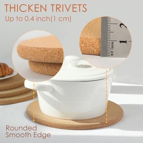 4 Pack Cork Trivets for Hot Dishes (07-9.5 Inch 4pcs Round)