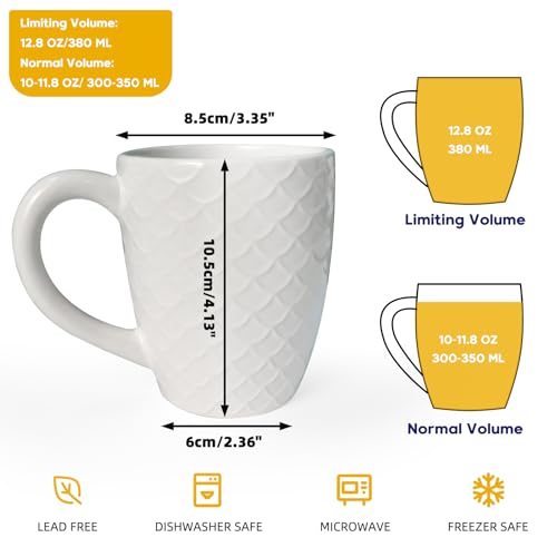 12 OZ White Ceramic Coffee Mugs Set of 6 (12 OZ / White Coffee Mugs)