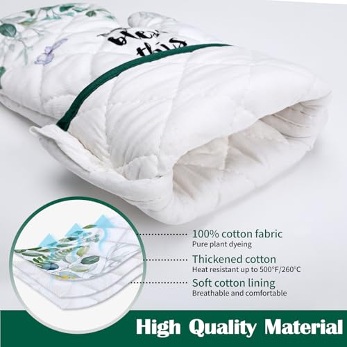 Eucalyptus Leaf Oven Mitts and Pot Holders Set (Eucalyptus / Oven Mitt x2 & Pot Holder x2)