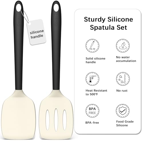 2 Pack Silicone Spatula Set (BeigeBlack)
