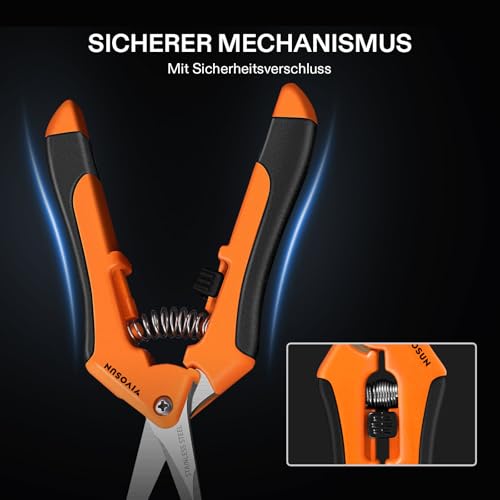 6.5 Inch Gardening Scissors Hand Pruner Pruning Shear with Straight Stainless Steel Blades Orange 1 (Orange Straight Blade / Orange)