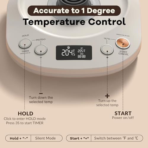 Electric Gooseneck Kettle With Keep Warm Function & LCD Display Automatic Shut Off Coffee Kettle Temperature Control Pour Over Kettle 1200 Watt (Milk White)