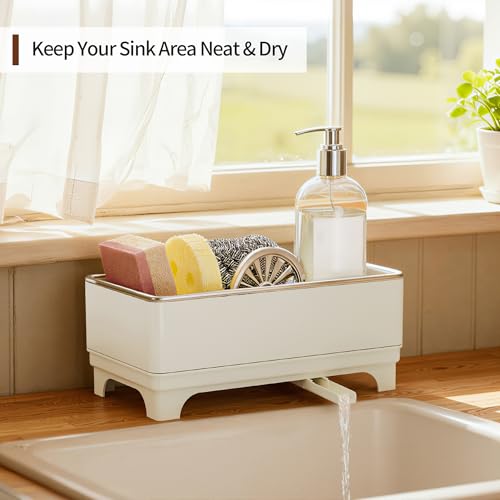 Rotating Drain Sponge Holder for Kitchen Sink Off (Off-White 1)
